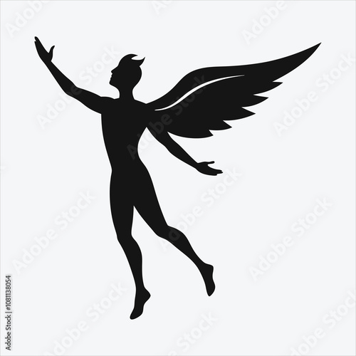 Soul of Freedom, Silhouette White background illustration, Generative Ai