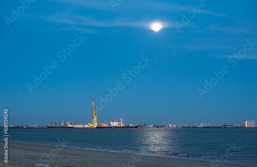 View of La Pallice, from rivedoux, re island, the trade port of La Rochelle. photo