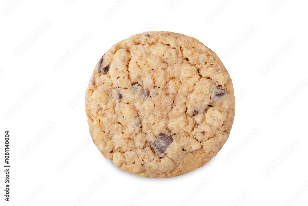 Old fashioned oatmeal cookies with chocolate on a white isolated background Old fashioned oatmeal cookies with chocolate on a white isolated background