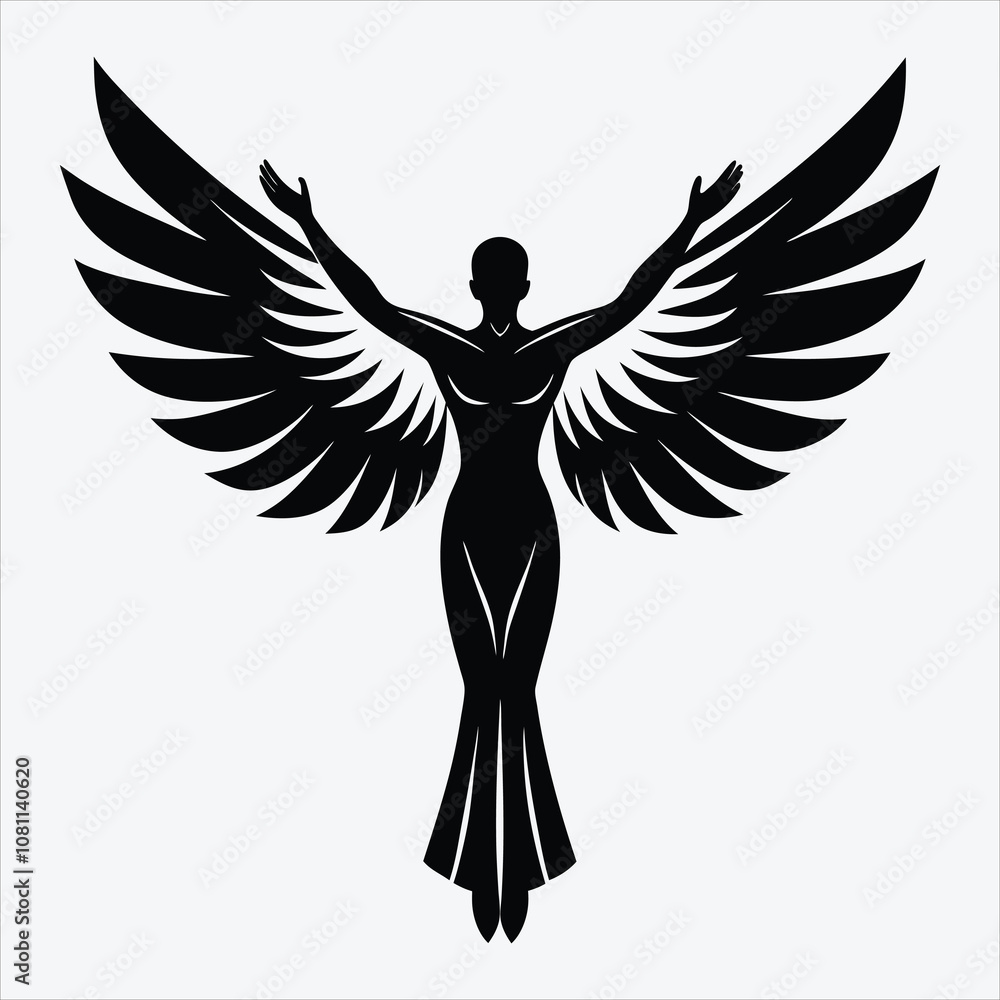 Soul of Freedom, Silhouette White background illustration, Generative Ai Soul of Freedom, Silhouette White background illustration, Generative Ai