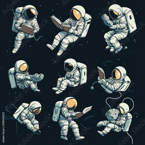 Vector Illustration Sprite Sheet of an Astronaut Performing Various Actions