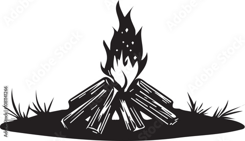 Campfire Silhouette Vector Illustration
