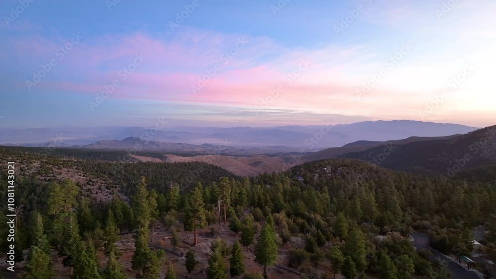 Aerial Sunrise over Mt Charleston Forest Landscape Tracking Shot Aerial Sunrise over Mt Charleston Forest Landscape Tracking Shot