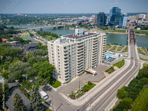 Aerial Drone View of Nutana Neighborhood in Saskatoon, Saskatchewan photo