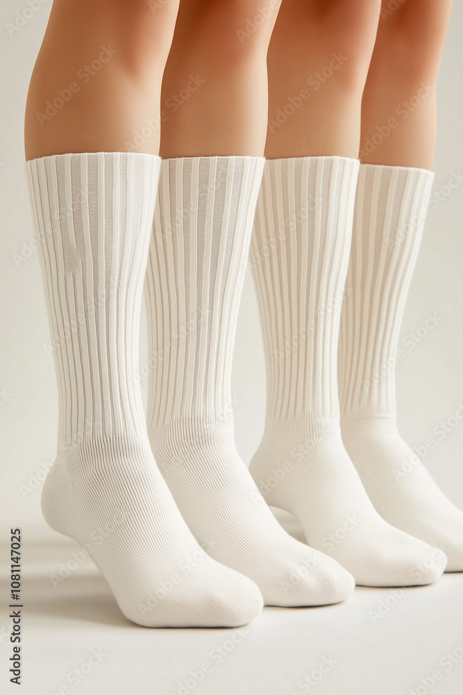 weiße Socken an Füßen in eleganter Anordnung
weiße Socken an Füßen in eleganter Anordnung