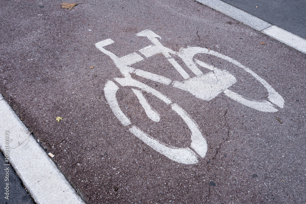 Fototapeta premium Bicycle lane symbol