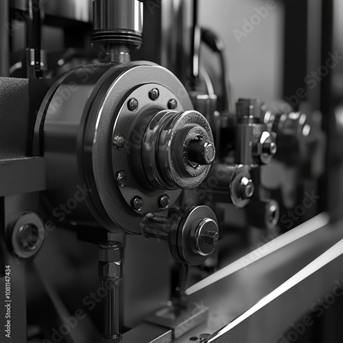 Industrial Machine with Grease in Black and White High Resolution Generative AI