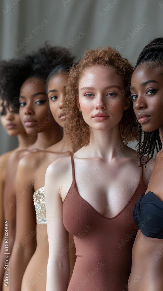 Diverse models in elegant swimwear showcase confidence and style, AI Diverse models in elegant swimwear showcase confidence and style, AI