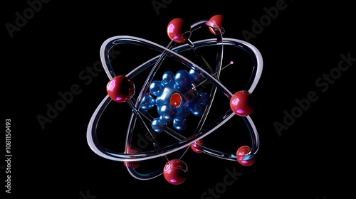 Detailed visualization of the atomic structure of a hydrogen atom with its single proton and electron