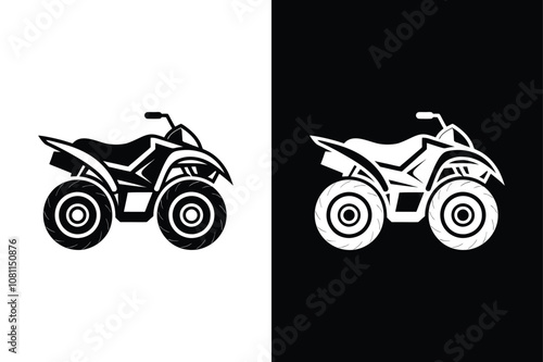 Quad bike or atv icon on White Background Vector Art Illustration on white background.