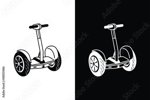 Segway icon on White Background Vector Art Illustration on white background.