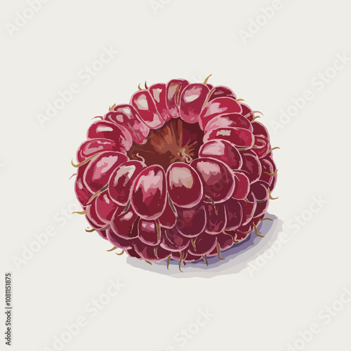 Watercolor Illustration of a Ripe Raspberry