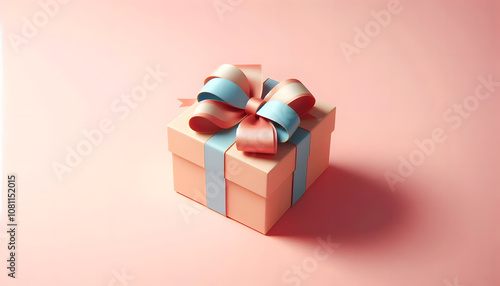 Caja de regalo con cinta rosa y azul photo