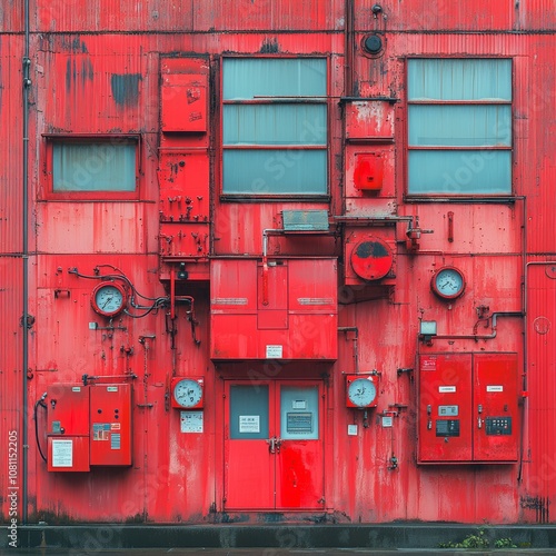 Electrical Power Plant with Red Wires - Industrial Energy Infrastructure Generative AI photo