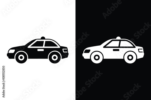 Police Car icon on White Background Vector Art Illustration on white background.