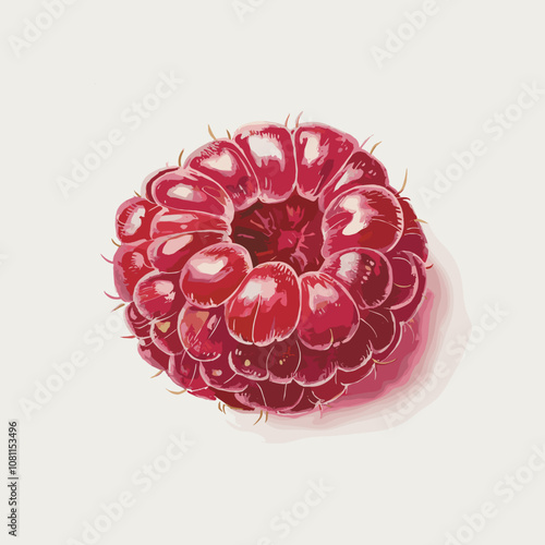 Watercolor Illustration of a Ripe Raspberry