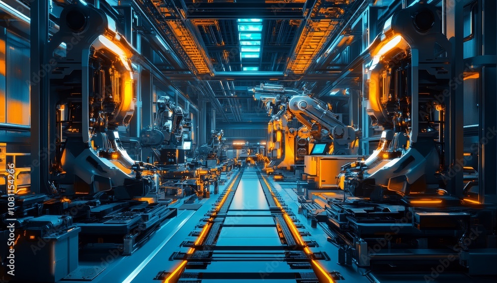 High-Tech Manufacturing Facility with Robotic Assembly Lines Generative AI High-Tech Manufacturing Facility with Robotic Assembly Lines Generative AI
