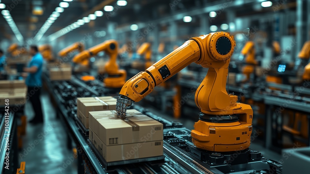 Humans and Robots Collaborating in a Modern Dynamic Environment - Industry 4.0 and Future of Work Concept Generative AI Humans and Robots Collaborating in a Modern Dynamic Environment - Industry 4.0 and Future of Work Concept Generative AI