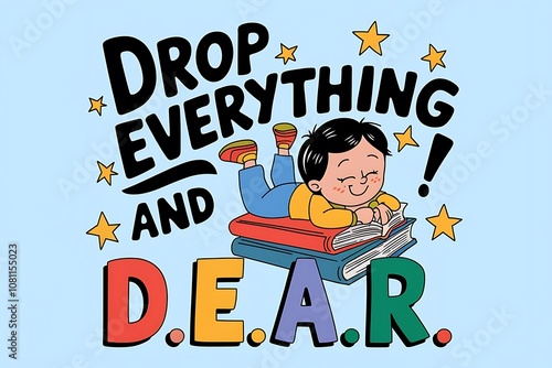 Engaging Drop Everything And Read Illustration for Children’s Reading Events

