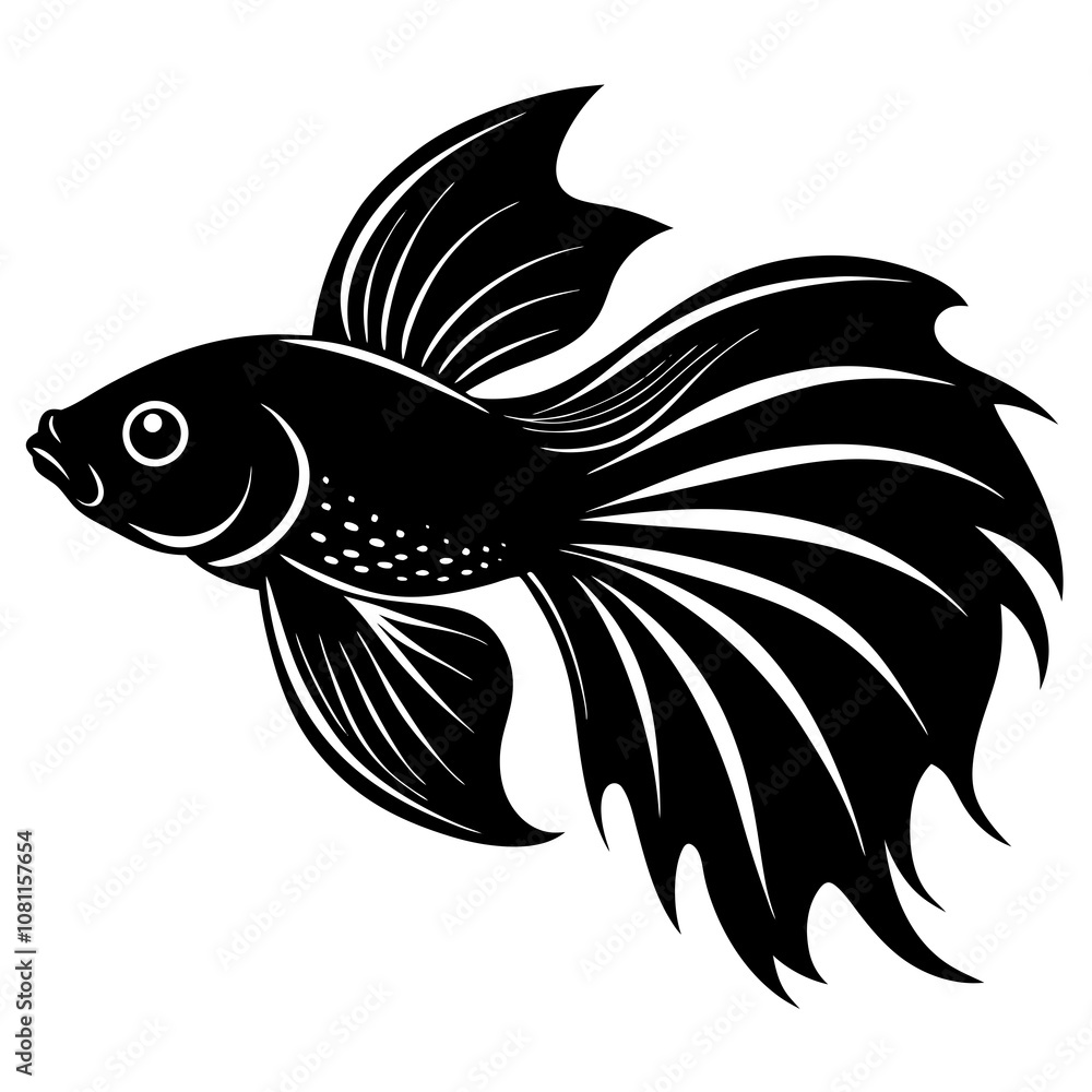 Betta fish vector silhouette on white background Betta fish vector silhouette on white background
