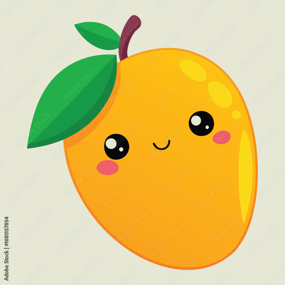 Obraz premium A kawaii mango with a smiley face vector illustration 