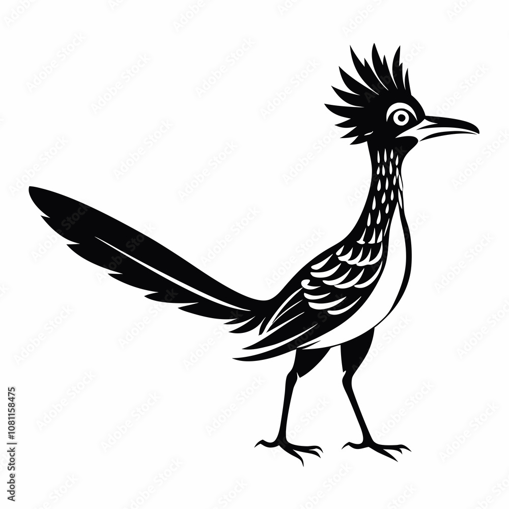 Obraz premium Greater Roadrunner vector silhouette on white background