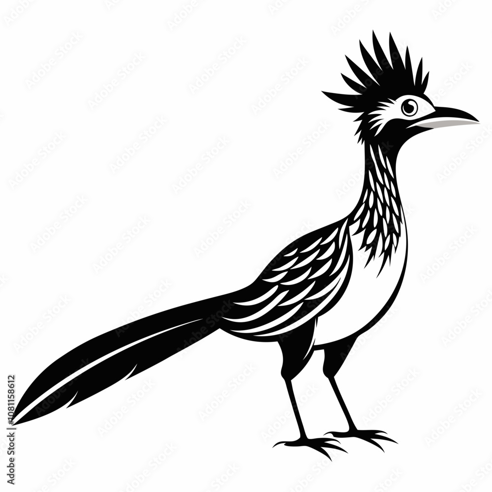 Greater Roadrunner vector silhouette on white background Greater Roadrunner vector silhouette on white background