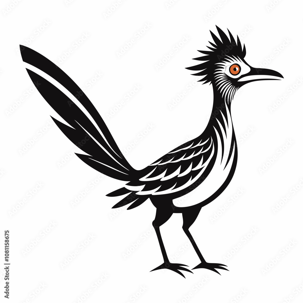 Greater Roadrunner vector silhouette on white background Greater Roadrunner vector silhouette on white background