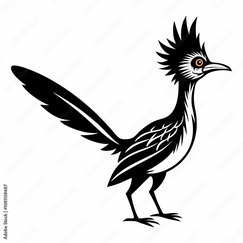 Obraz premium Greater Roadrunner vector silhouette on white background