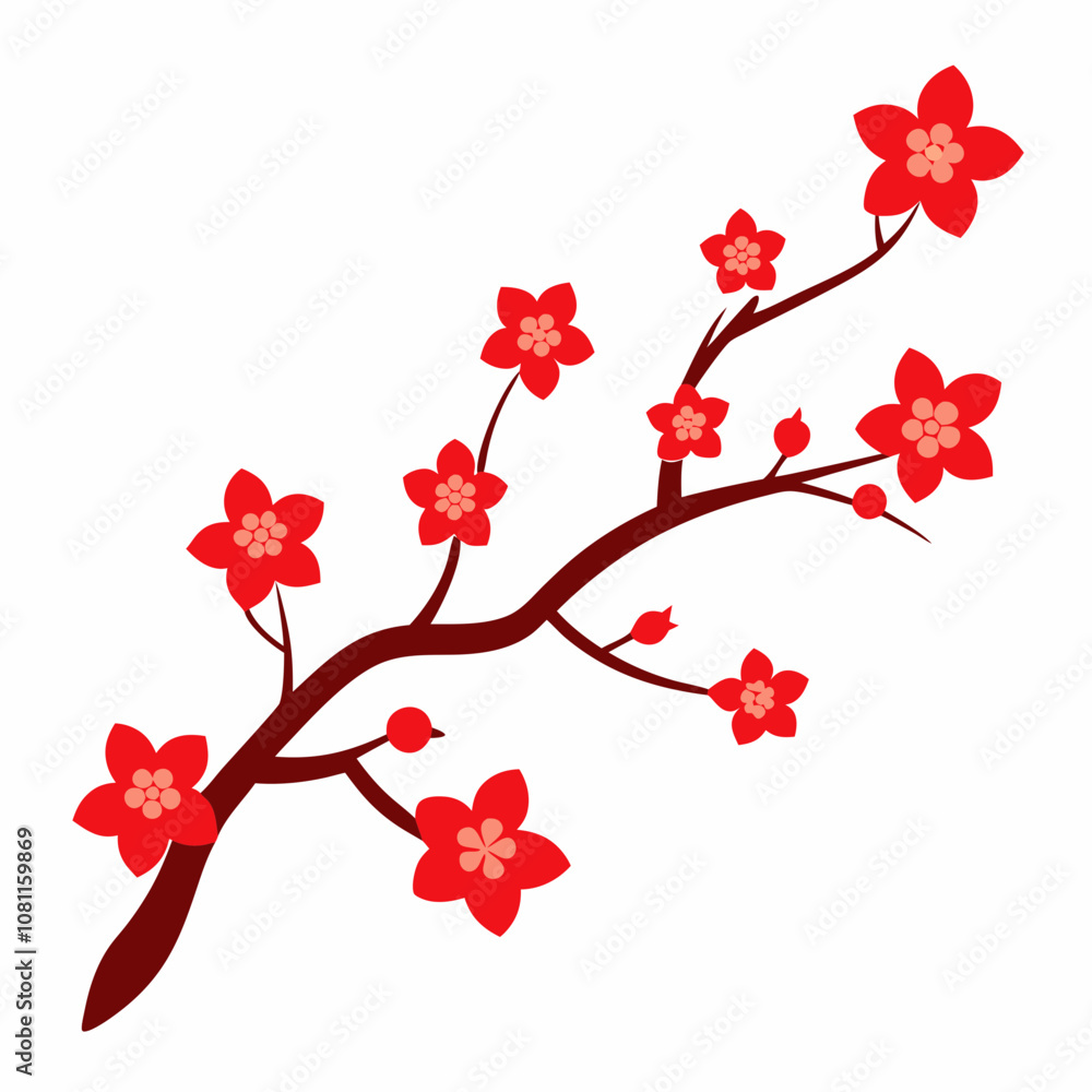 Naklejka premium cherry blossoms vector illustration on white background