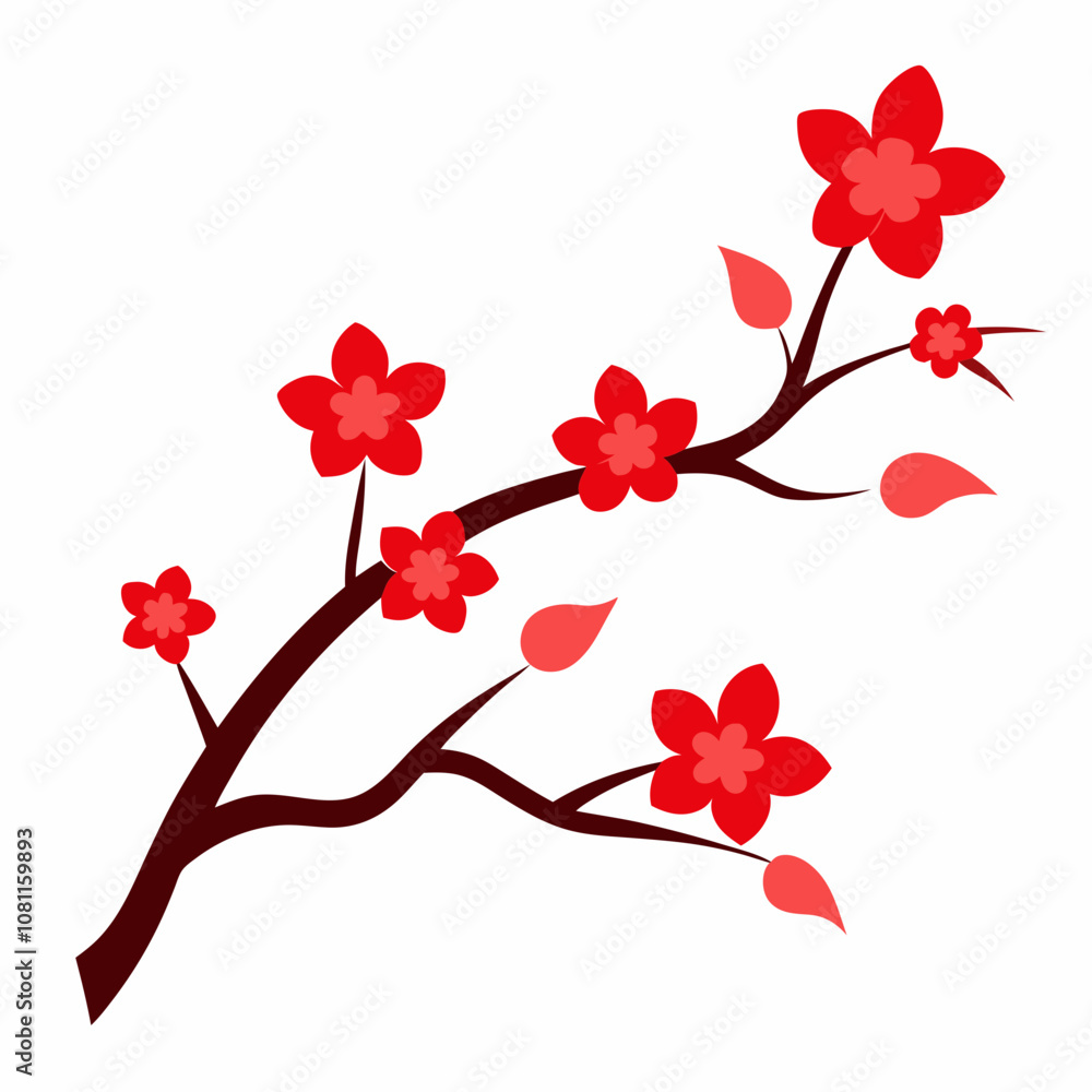 Naklejka premium cherry blossoms vector illustration on white background