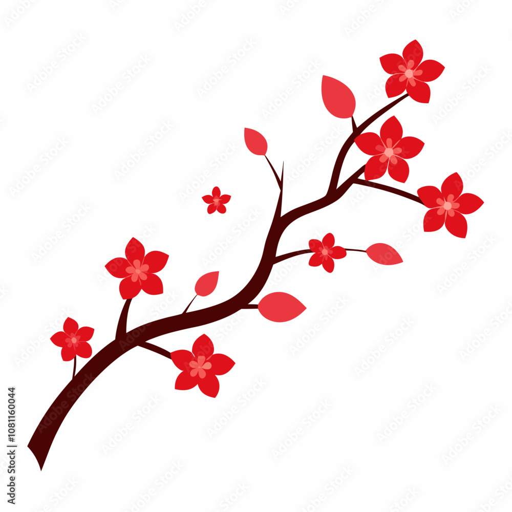 Naklejka premium cherry blossoms vector illustration on white background