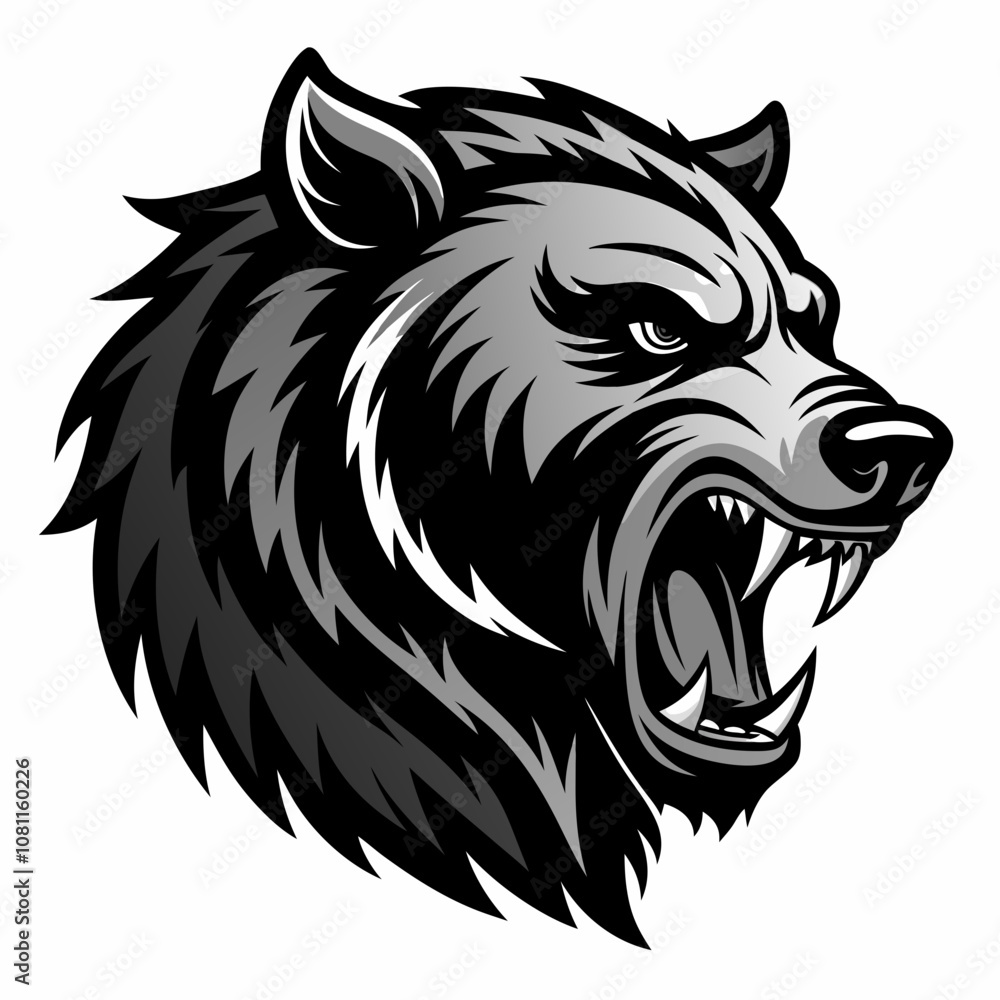 Aggressive bear head vector silhouette on white background Aggressive bear head vector silhouette on white background