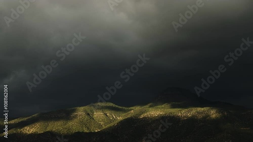 Timelapse of a dark storm passing over Porcupine Mountain from Camp Verde, Arizona