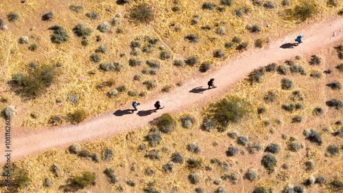 Aerial Journey Over Red Rock Canyon Hiking Trail