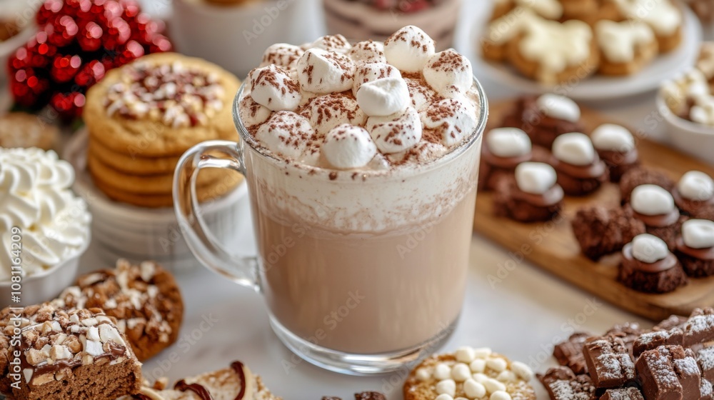 Hot Chocolate with Marshmallows and Assorted Cookies Hot Chocolate with Marshmallows and Assorted Cookies