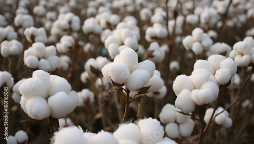 White, fluffy cotton balls adorn the field, ready for harvest. photo