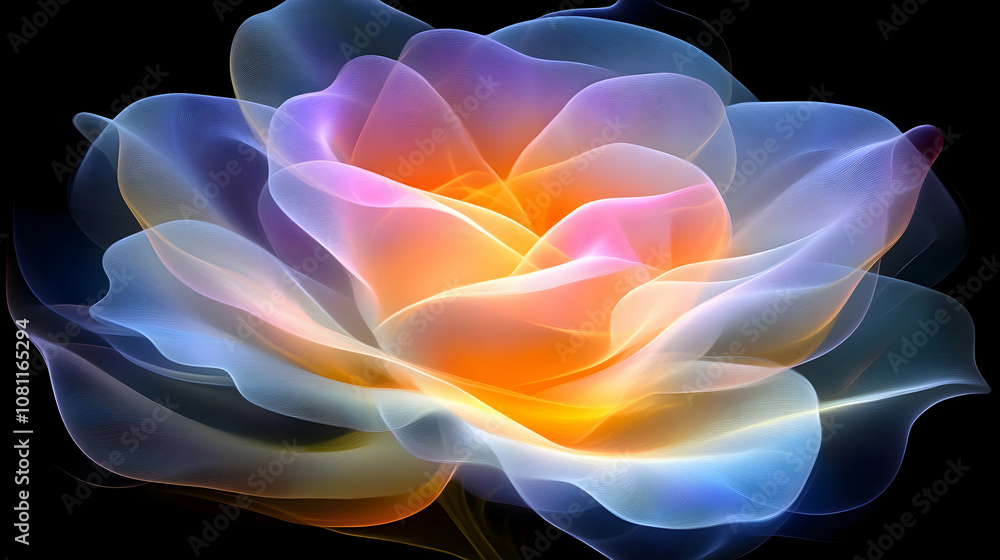 Fototapeta premium Abstract Colorful Rose, flower, petals, vibrant, bright, glowing