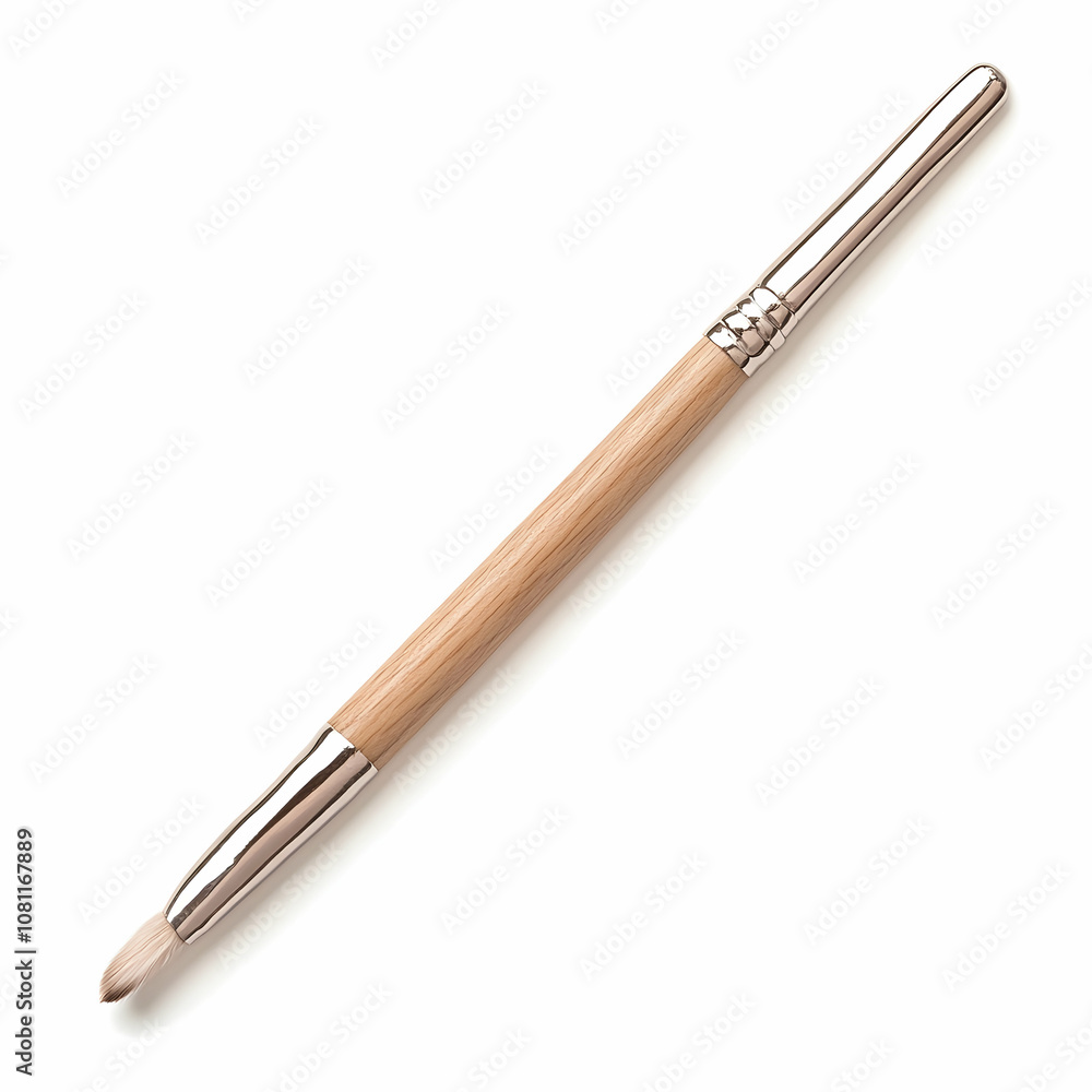 Wooden Handle Makeup Brush with Silver Ferrule, cosmetic brush, metal, beauty, cosmetics, tool Wooden Handle Makeup Brush with Silver Ferrule, cosmetic brush, metal, beauty, cosmetics, tool