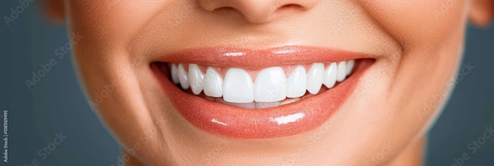 Close-up of a Womans Beautiful Smile Revealing Perfect White Teeth, Dental Care Concept Close-up of a Womans Beautiful Smile Revealing Perfect White Teeth, Dental Care Concept