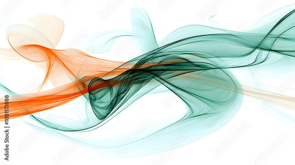 Abstract Teal and Orange Swirls, background, green, waves, curves, flowing Abstract Teal and Orange Swirls, background, green, waves, curves, flowing