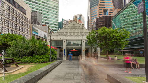 Photography Skyscraper towers at Raffles Place in Singapore Financial Centre timelapse hyper