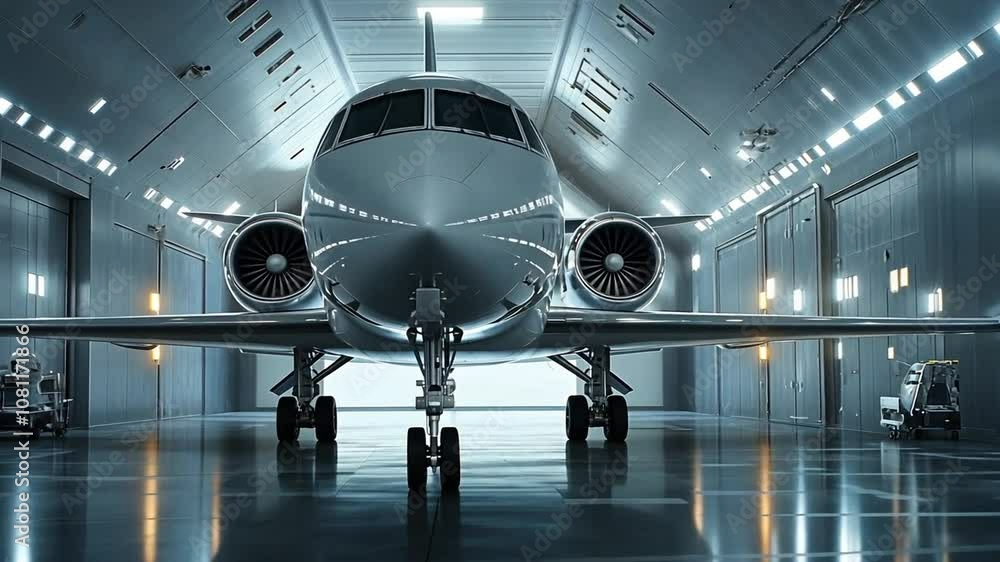Private Jet Parked in Hangar with Polished Concrete Floor Private Jet Parked in Hangar with Polished Concrete Floor