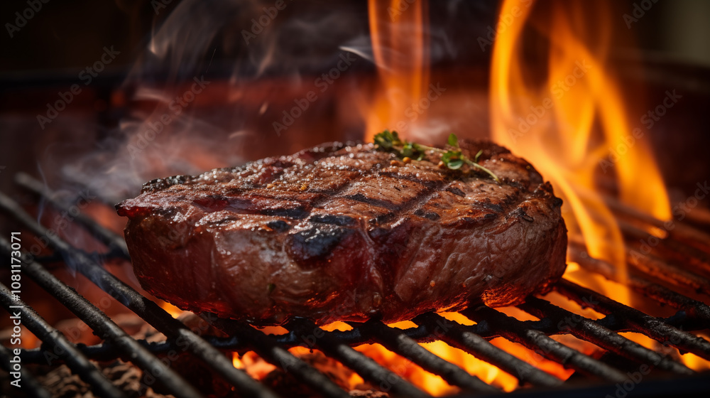 Juicy barbecue steak. Grilled meat. Juicy barbecue steak. Grilled meat.