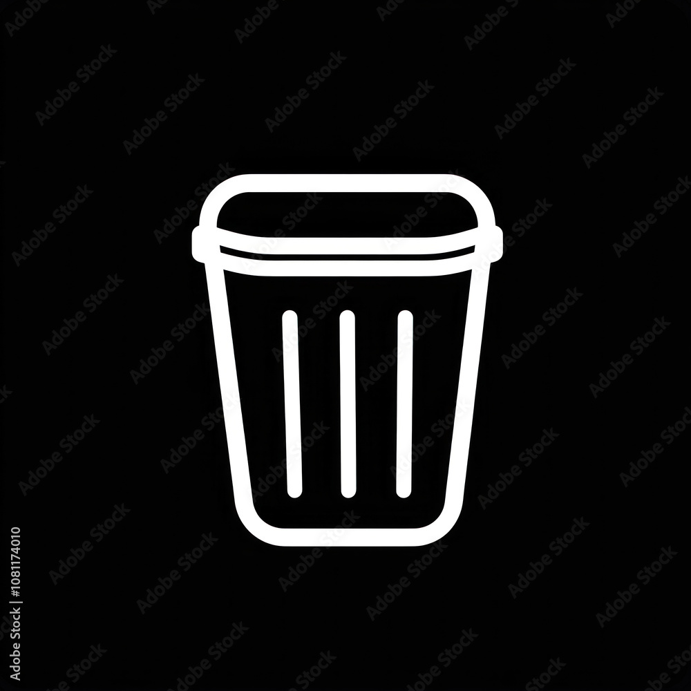 Black and white trash can icon. Black and white trash can icon.