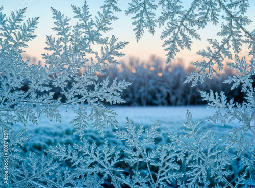 Glass surface is covered with frost