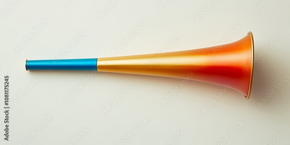 A Vibrant Horn Instrument Showcased Against a Neutral Background, Highlighting Its Colorful Design and Unique Shape A Vibrant Horn Instrument Showcased Against a Neutral Background, Highlighting Its Colorful Design and Unique Shape