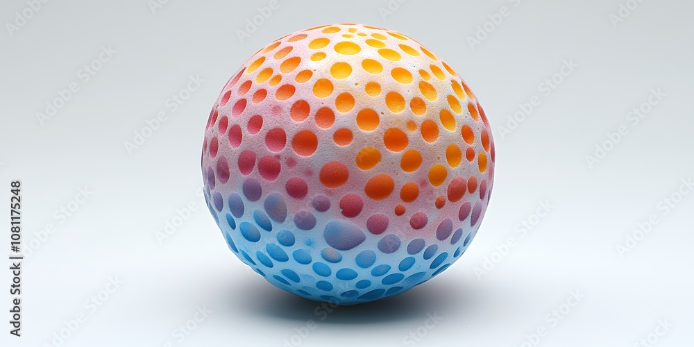 A Colorful Spherical Object With a Dotted Pattern Showcasing a Gradient From Orange to Blue on a Neutral Background A Colorful Spherical Object With a Dotted Pattern Showcasing a Gradient From Orange to Blue on a Neutral Background