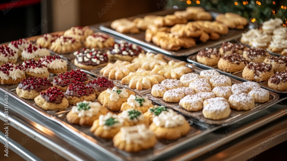 Assortment of Homemade Cookies on Baking Sheets Assortment of Homemade Cookies on Baking Sheets