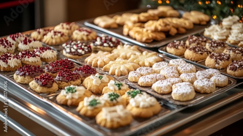 Assortment of Homemade Cookies on Baking Sheets